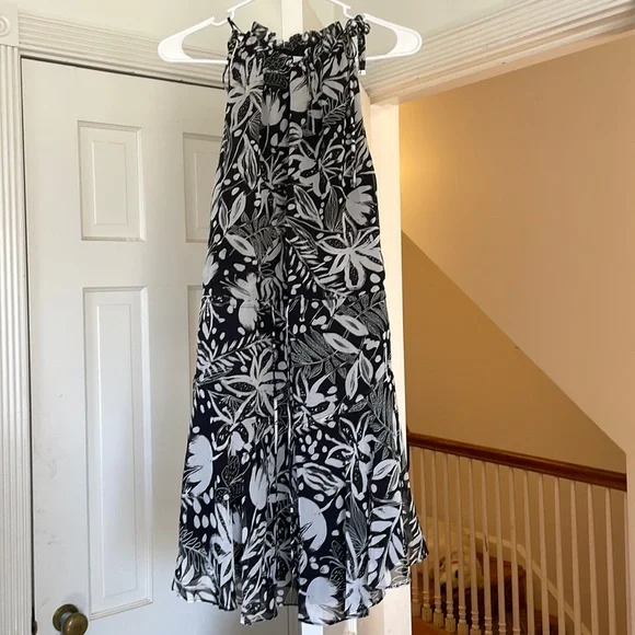 Milly Gwin Painted Tiger Lily Dress Women's Clothing Black/White : 8